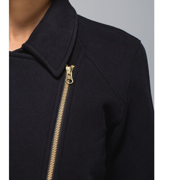 Lululemon Lab Shadow Jacket Moto Black Cotton Fleece Small - Picture 4 of 8